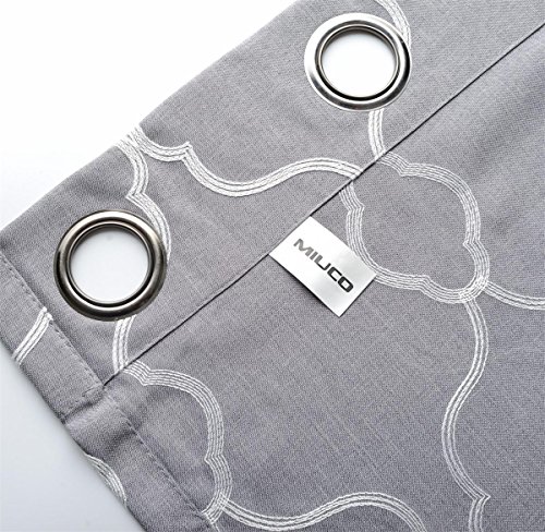 Miuco Moroccan Embroidered Semi Sheer Curtains Linen Look Grommet Curtains For Living Room 52 X 84 Inch Set Of 2, Grey #TOP3