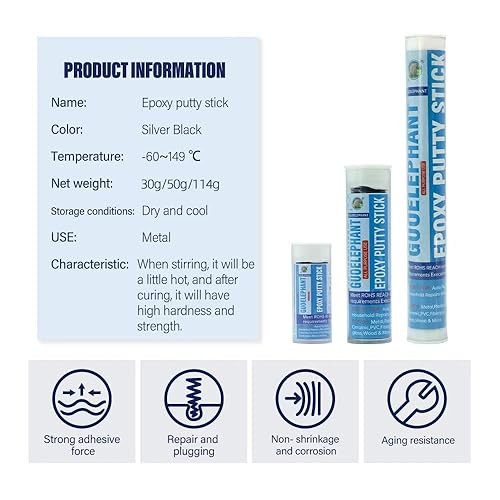 Miniatura 4 de Palillo de masilla epoxi multiusos, pegamento epoxi moldeable de 1.76 oz para fijación de daños por grietas llenado o sellado. Reparación permanente