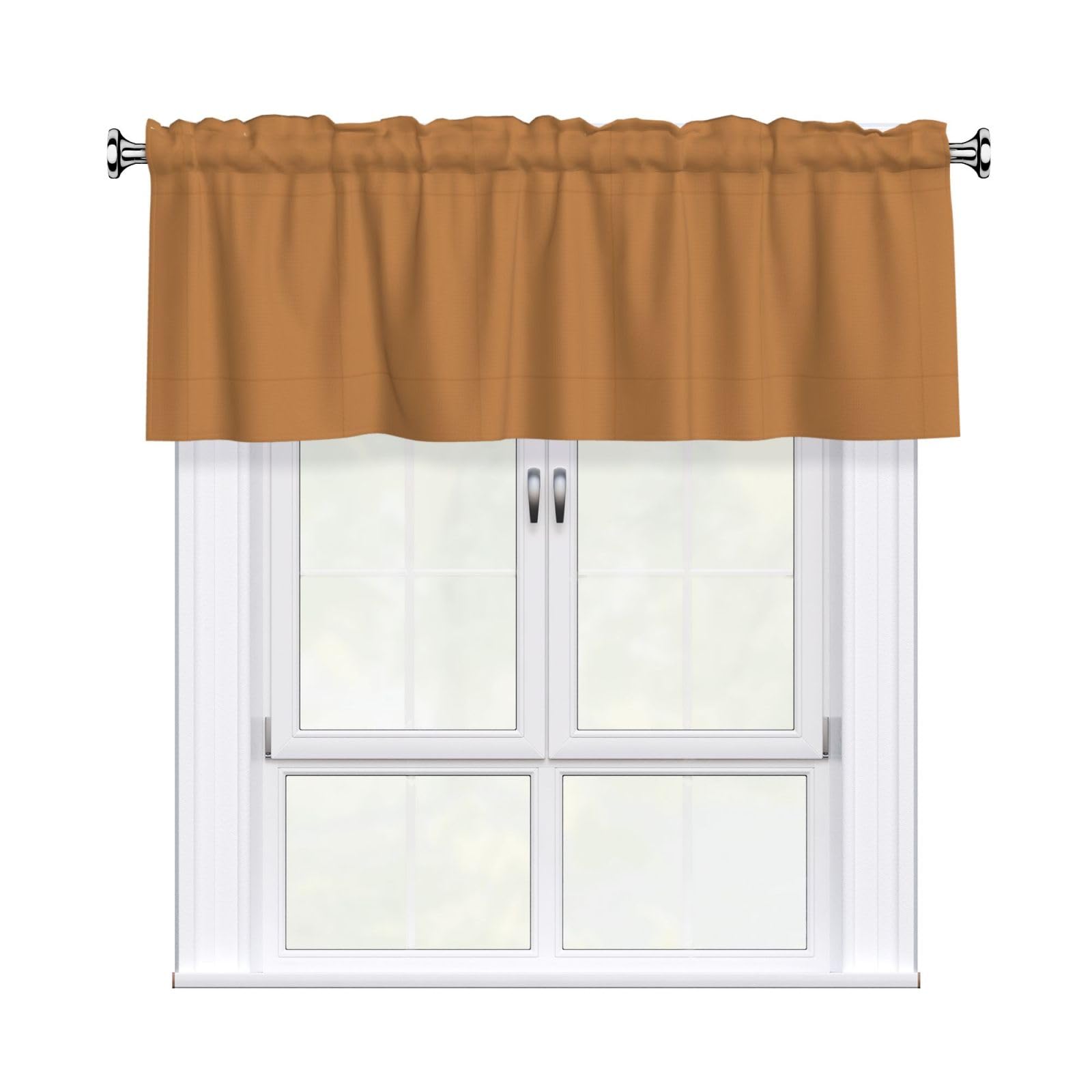 WHJSHOP Light Ocher Prints Curtain Valance 54x18in - Peach Skin Kitchen Window Layer, Filtered Light & Quick-Install Rod Pocket Cover