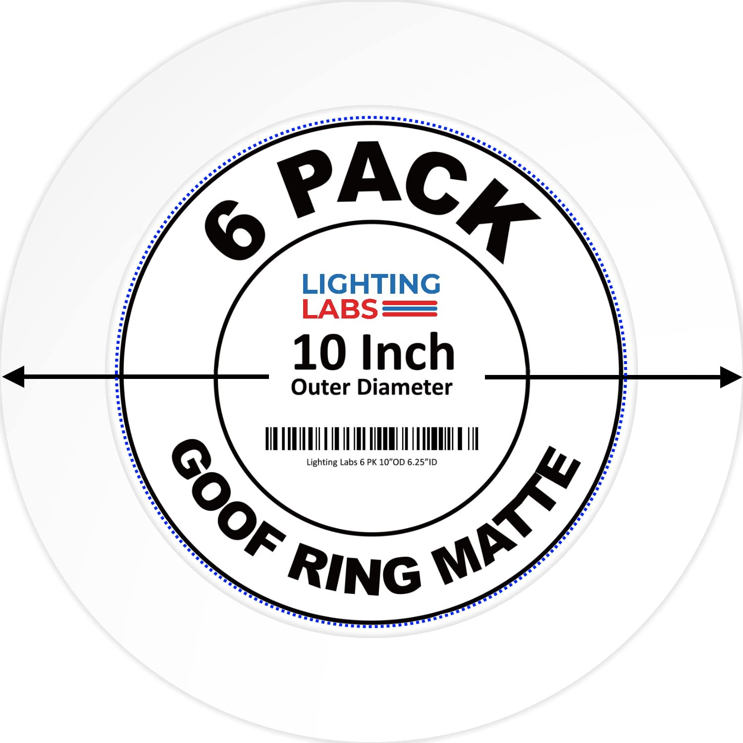 6 Pack Matte White Goof Trim Ring for Recessed Can Lighting Down Light, Outer Diameter 10 Inches, Inner Diameter 6.2 Inches