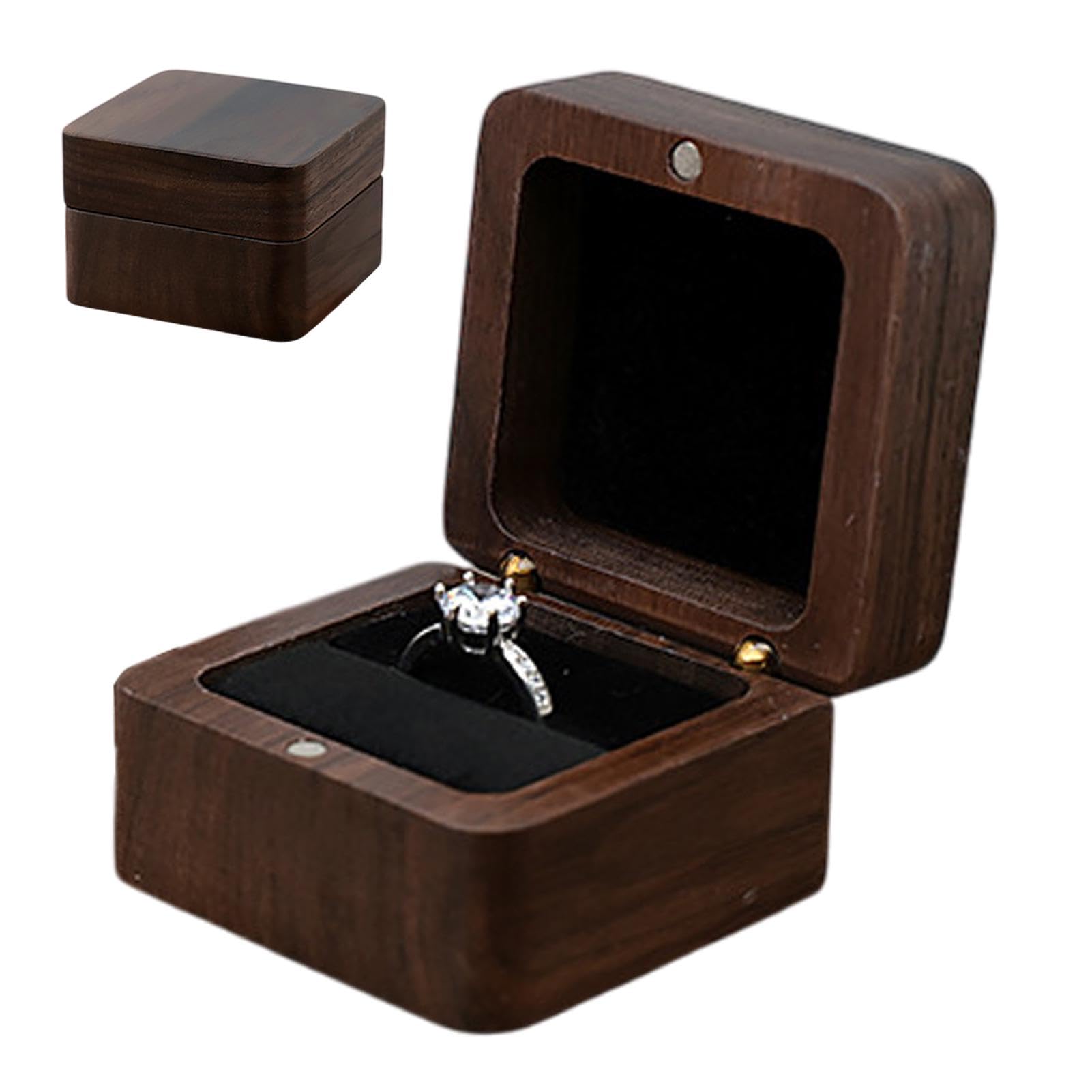 Korysnew Boîte à Bagues De Mariage Vintage En Noyer Massif Avec