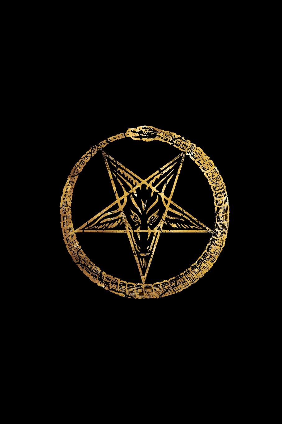 Satanic Pentagram: Pentagram and Ouroboros - Black and Gold | College Ruled Lined Pages: Volume 3 (Journal, Notebook, Diary, Composition Book)