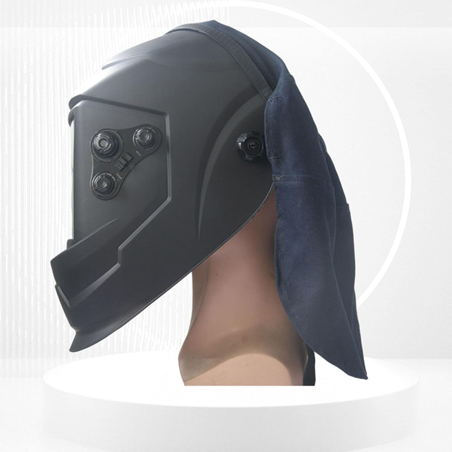 Welding Helmet Cover, Universal Fit, Split Leather and Cloth, Flame Retardant, Head and Neck Protection, Rear Extension