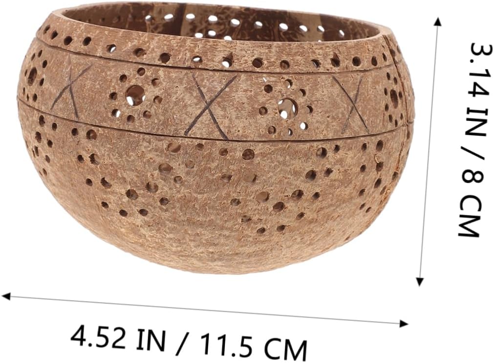 Cabilock Coconut Shell Candle Bowl DIY Natural Candle Jar with Delicate Hollow Design Unique Storage Container for Home Decor and Gifts