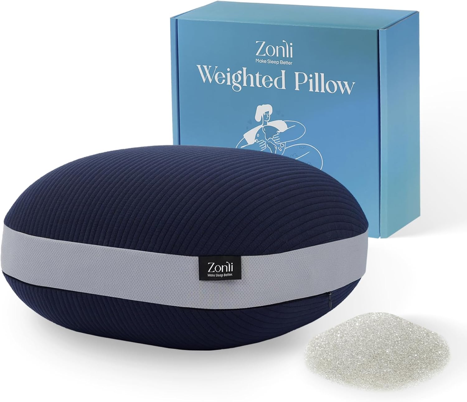 ZonLi Weighted Pillow for Adults, Hugger Pillow for Sensory Needs, Memory Foam Sensory Body Pillows Soothe Stress or Anxiety. The Perfect Sleep aid for a Sensory Room, 6.5lbs, Navy Blue.