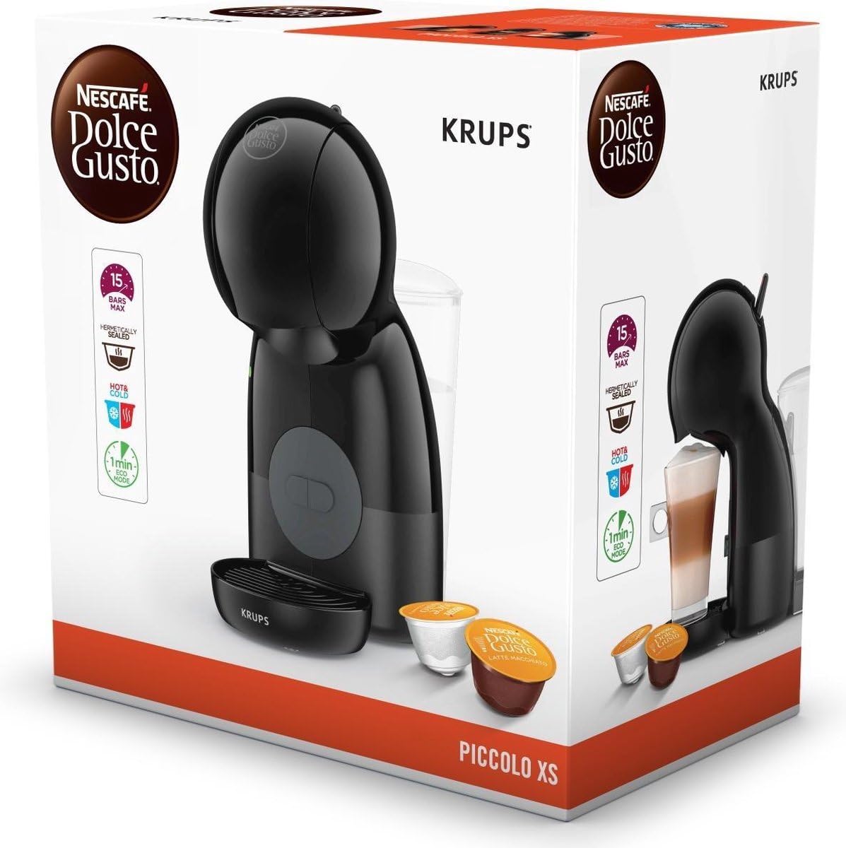Krups NESCAFÉ Dolce Gusto Piccolo XS KP1A35 - W zestawie opakowanie próbne na 48 filiżanek - Czarny