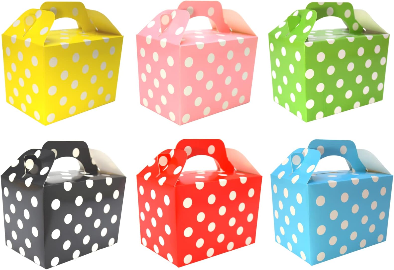 Lotus30 x Polka Dots Spotty Design Children/Kids Party Boxes Carry Food Meal Fun Picnic Birthday Wedding Favour / Baby Shower Party Halloween Trick or Treat Box Loot Bag (Mixed Colours)