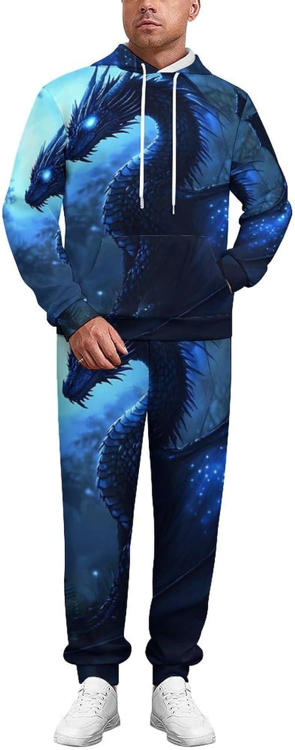 Magic Forests Dragon 2 Piece Sweatsuits for Men Women Casual Tracksuits Jogging Suits