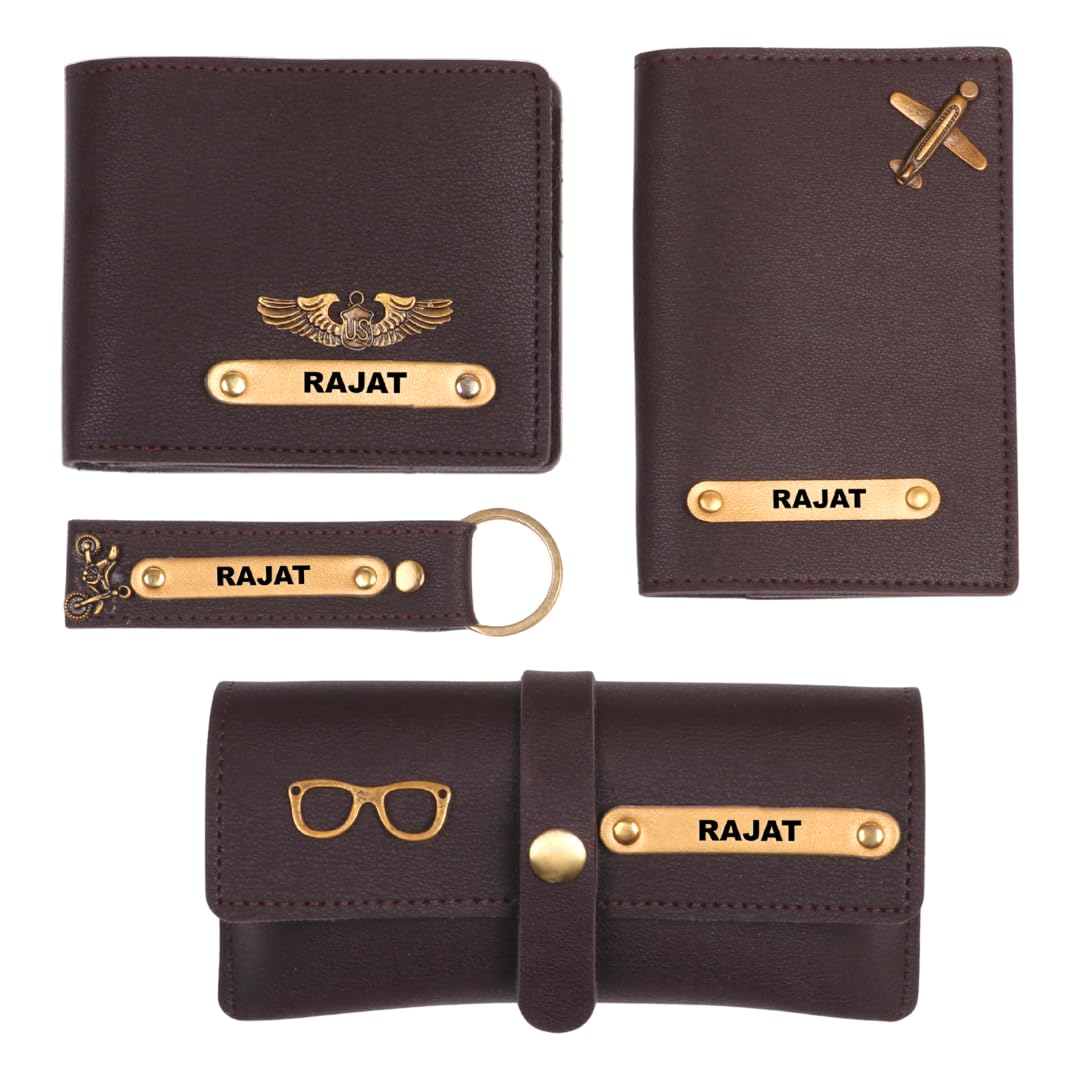 Personalised Gift for Men – Gifts for Men Special Unique Customized Wallet for Boys and Brother Thoughtful Presents Combo with Keychain, Eyewear Case, Passport Cover (Brown)-image-7