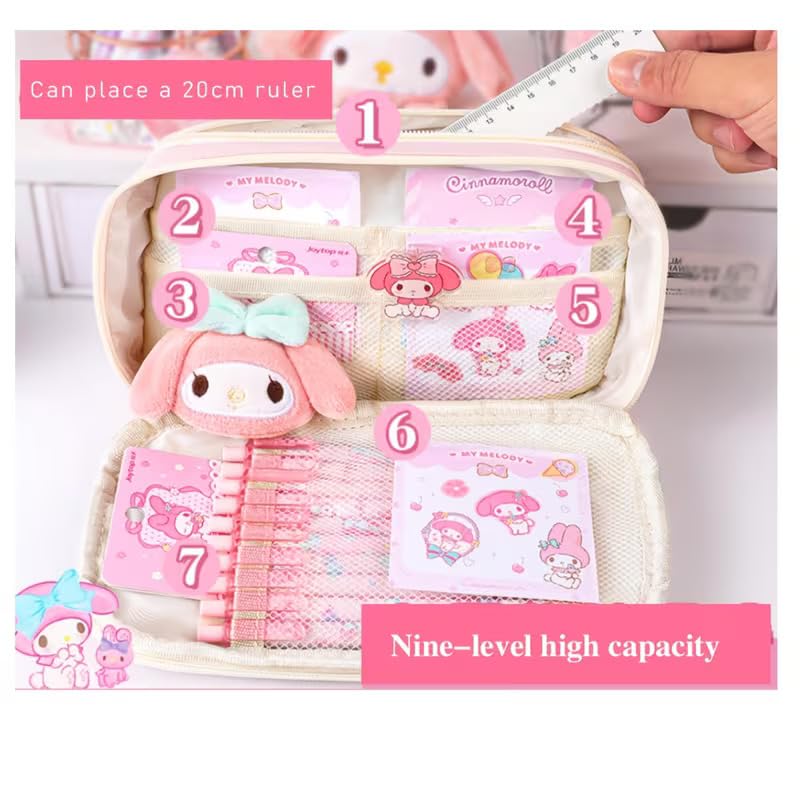 Image of Panda Pencil Case,Cute Design Large Capacity with Transparent Window, Includes Panda Doll and Only 1-Stickers (Pink)