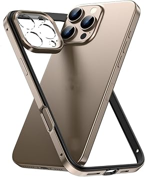 Metal Bumper Case for iPhone 16/16 Pro/16 Plus/16 Pro Max, Camera Lens Protector, Aluminum Alloy Frame with Soft TPU Inner Bumper, Slim Fit No Back Design,16 Plus,Gold