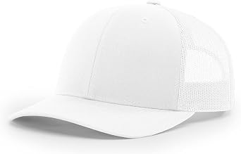Richardson 112 Trucker Hat Snapback Cap Adjustable Baseball Hat Blank Hat Bulk Hats - White