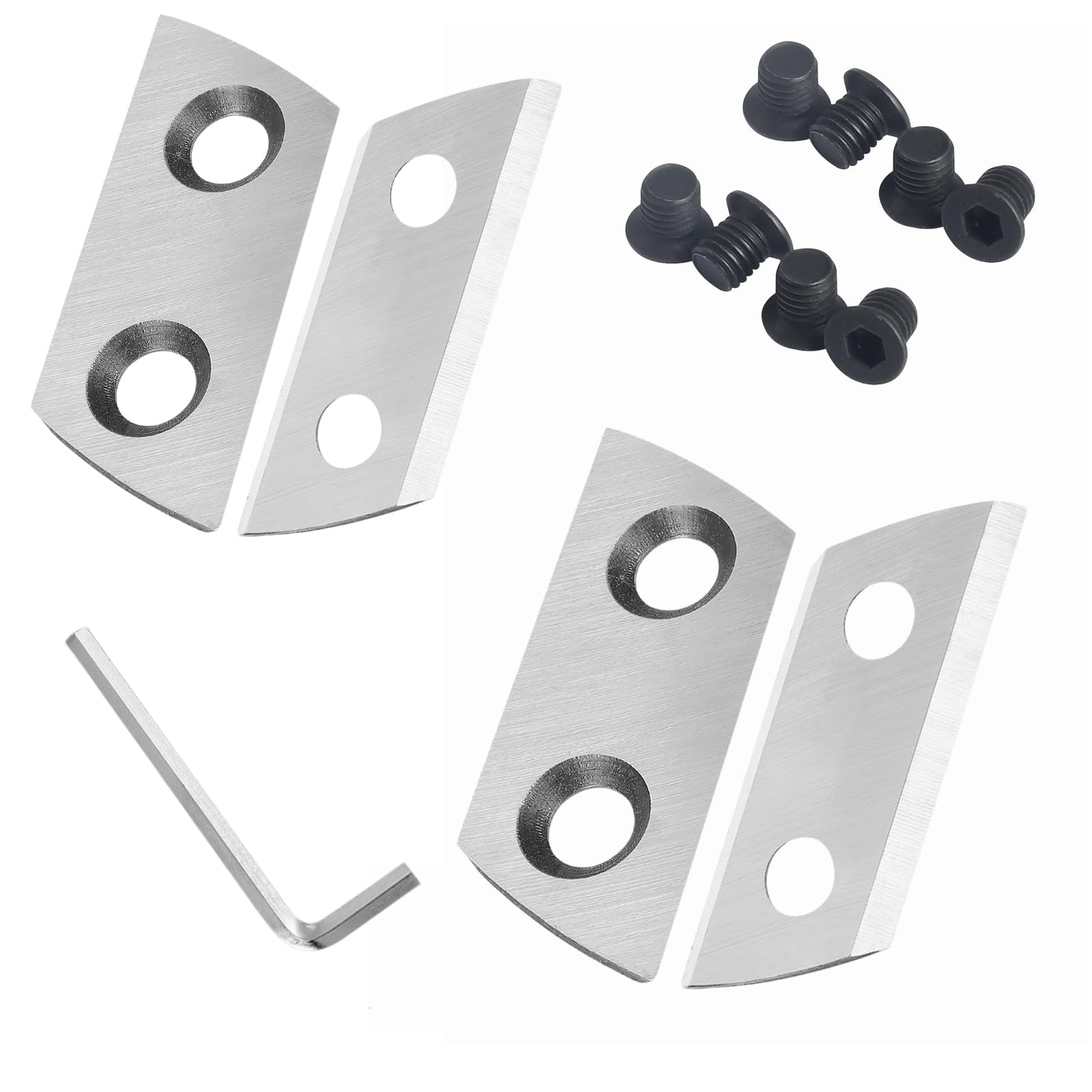 4 cuchillas de madera compatibles con Sun Joe CJ601E, CJ602E, Earthwise GS70015, kit de herramientas de corte de doble cara reemplazables, con llave hexagonal en forma de L