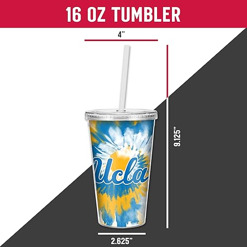Miniatura 173 de Rico Industries NCAA Sports Team - Vaso transparente de 16 onzas con pajilla, vaso de viaje del color del equipo para fanáticos de los deportes
