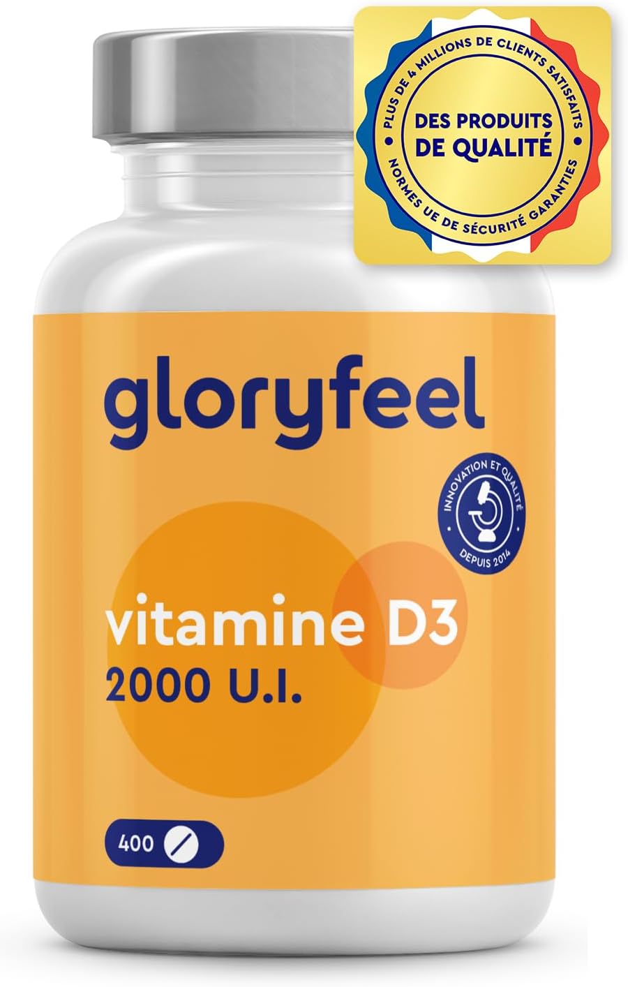 Vitamin D3 2000 IU, 400 Tablets, 100% Pure Cholecalciferol, 1 Tablet per Day, High Dosed Vitamin D, One Year Cure, Supports Bone, Muscle and Teeth Health*, No Additives