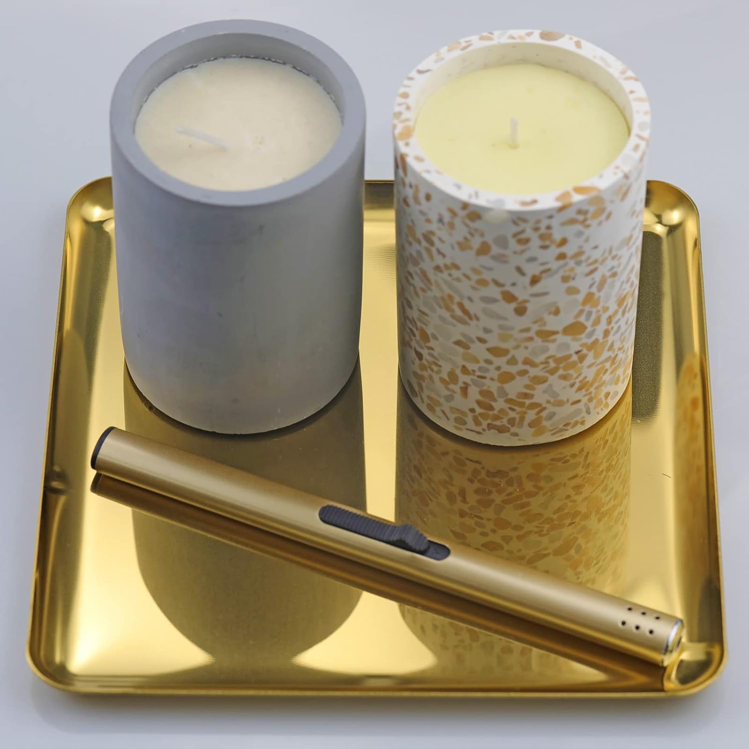 FREELOVE Metal Decorative Tray, Catchall Trays for Candle Tools Napkin Holder, Perfume Jewelry Organizer Makeup Trinket Dish, Dresser Vanity Counter Coffee Table Decor, Mirror Gold, 8''X8'' - Image 5