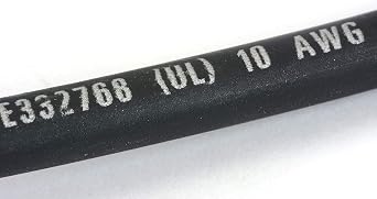TEMCo 10 AWG Solar PV Wire, 5 ft Black, Bare Copper, Made in USA