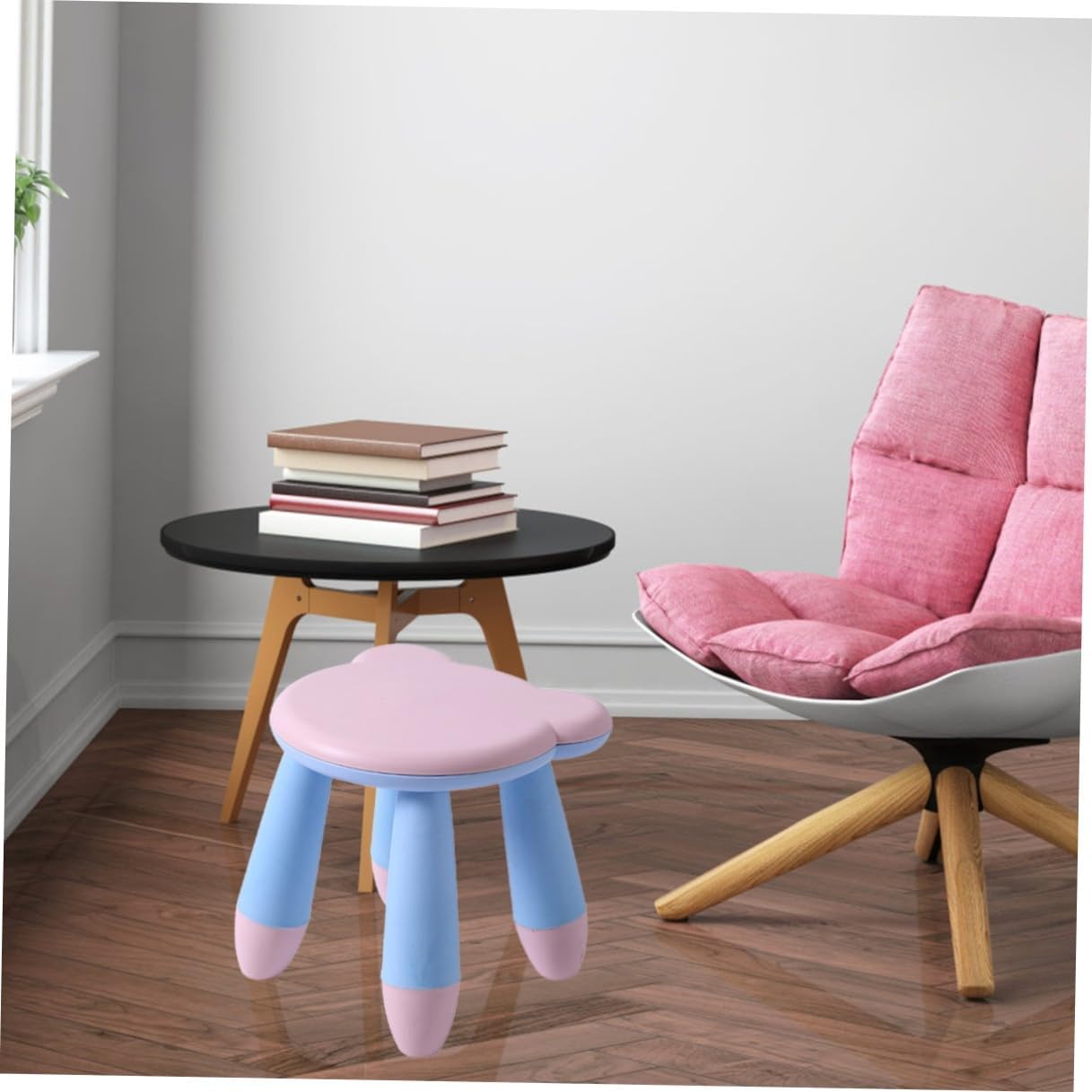 Cartoon Bear Stool Non-Slip Plastic Step Stool for Preschool Home Use Cute Pink Bear Design