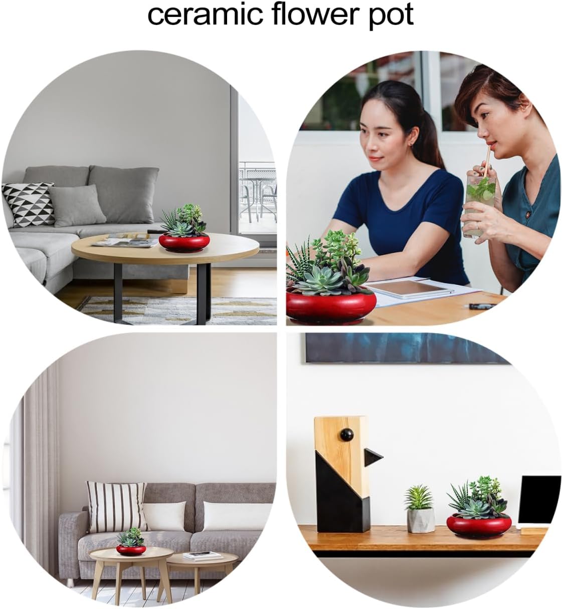 Cabilock Retro Ceramic Succulent Planter Pot 18 Inch Wide Opening with Drainage Hole Vintage Round Decorative Flower Pot for Indoor Outdoor Garden Patio