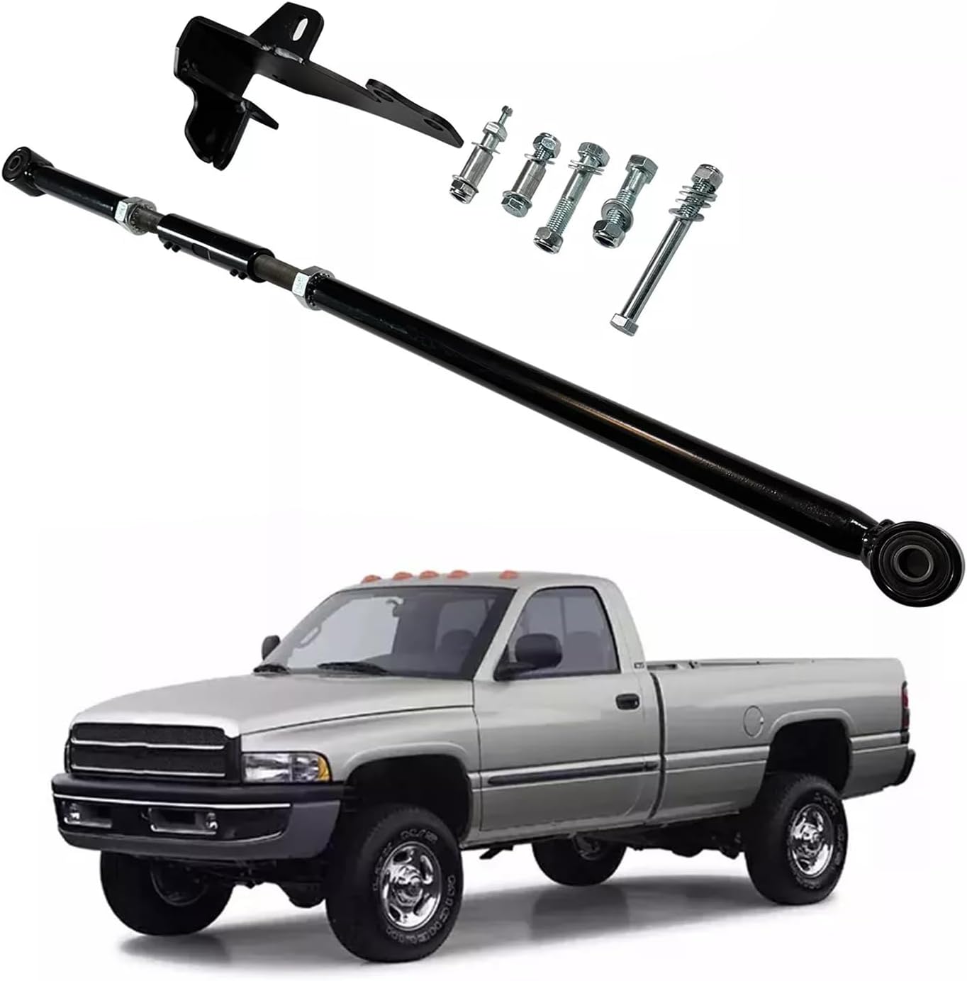 0"- 4" Lift Front Adjustable Track Bar Rod w/Relocation Bracket Compatible with 1994-2002 Dodge Ram 1500 2500 3500 4X4 4WD