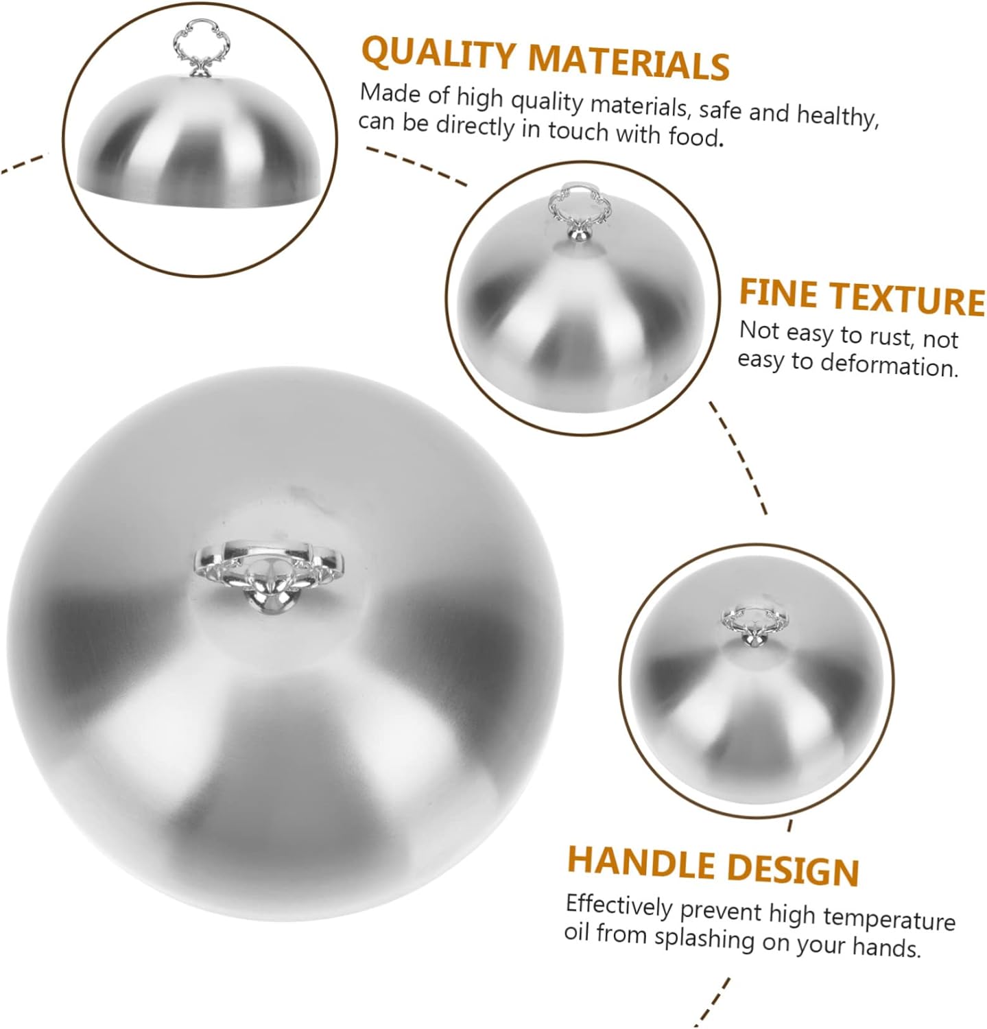 Round 7.87In Food Cover Stainless Steel Dome Lid with Handle for Kitchen Food Protection and Serving Ideal for Home Restaurant and Catering