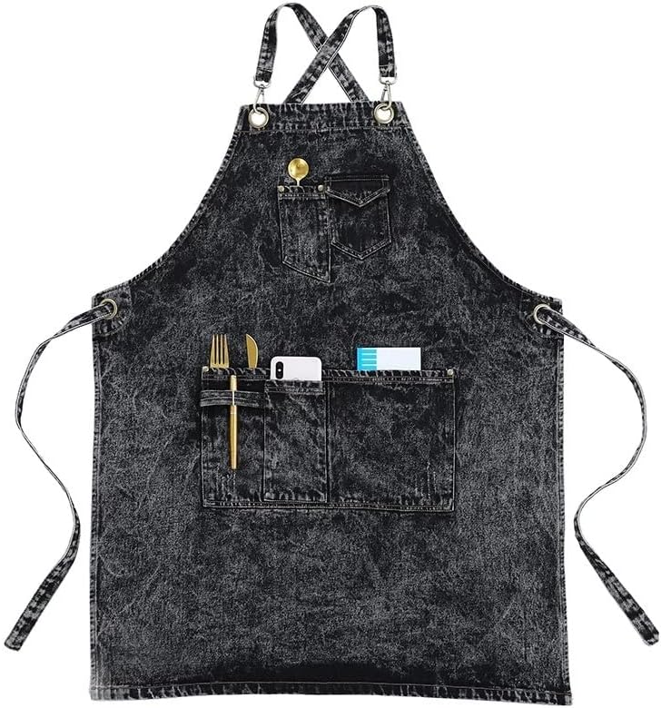 Personalized Adults Apron Adjustable Denim Apron Working Cleaning Gardener Barista Hairstylist Pinafore