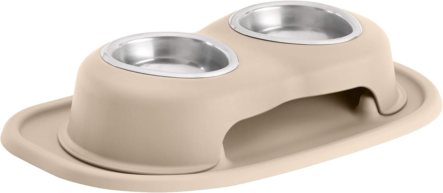 WeatherTech Double High Pet Feeding System - Elevated Dog/Cat Bowls - 3 inch High Tan (DHC0803TNTN)