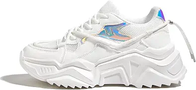 LUCKY STEP Women's Platform Colorful Fashion Sneakers Retro Colorblock Stylish Cute Chunky Dad Walking Shoes