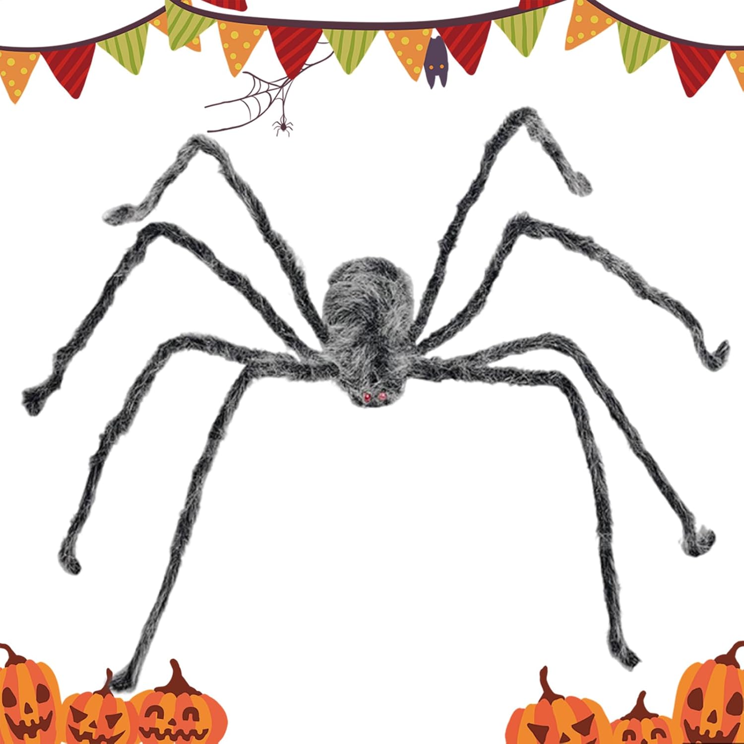 ハロウィン 巨大クモ 屋外用, お化け屋敷 パーティー 装飾用品, 不気味なクモ ホームデコレーション 約150cm 庭 玄関 リビ
