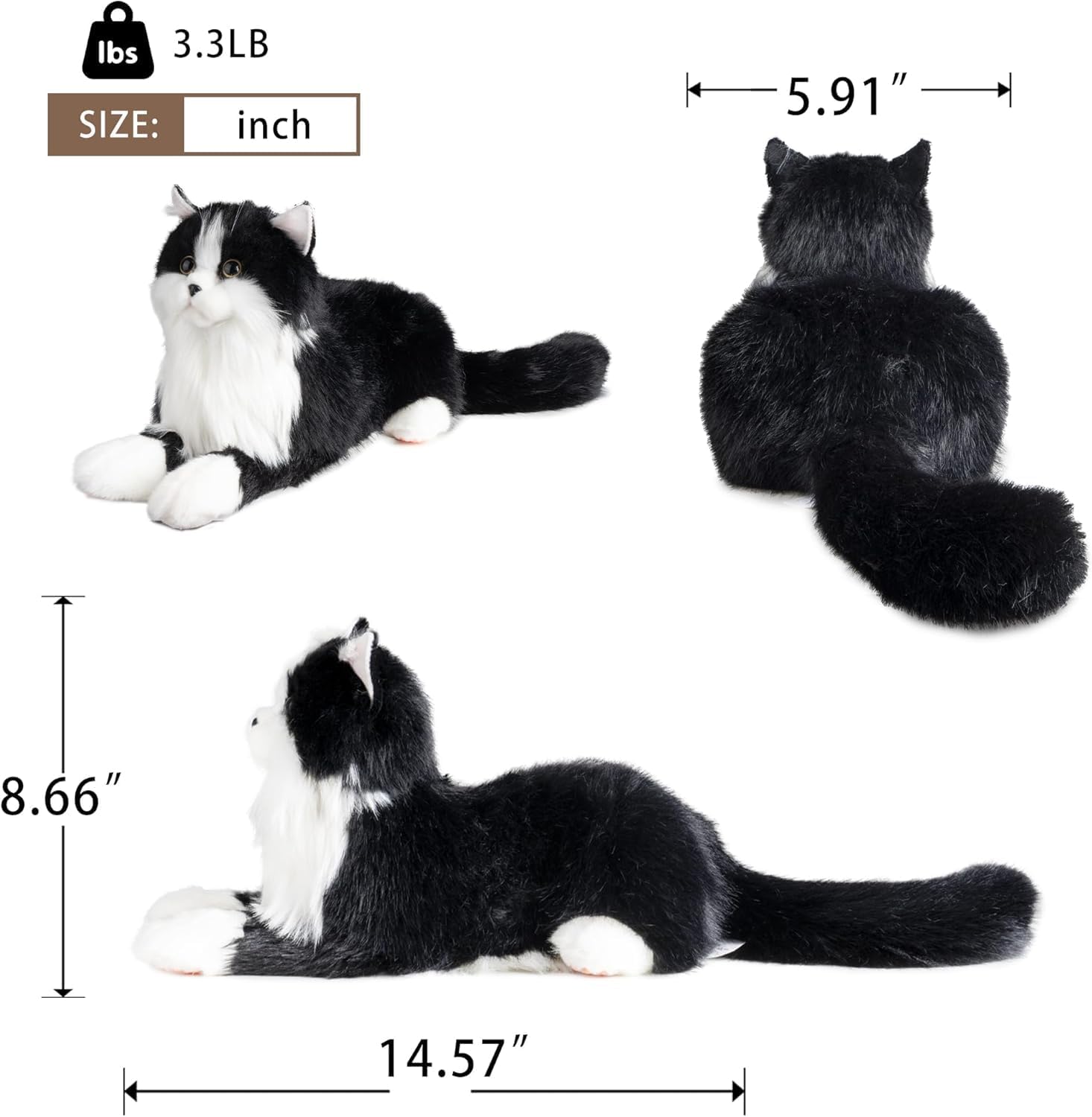 Chongker 猫ぬいぐるみ リアル 本物そっくり ハンドメイド やさしい