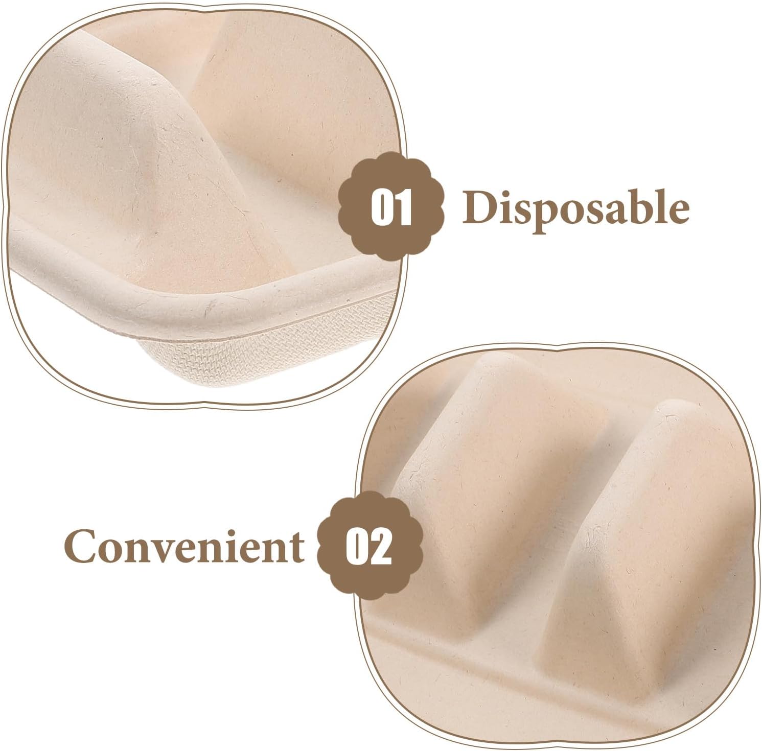 Disposable Taco Holders and Taco Shell Stands 50pcs with 3 Dividers Wave Shape Tray for Party Serving and Family Gatherings