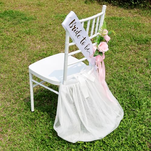 Falda de silla de tul blanco esponjosa para eventos y bodas 3