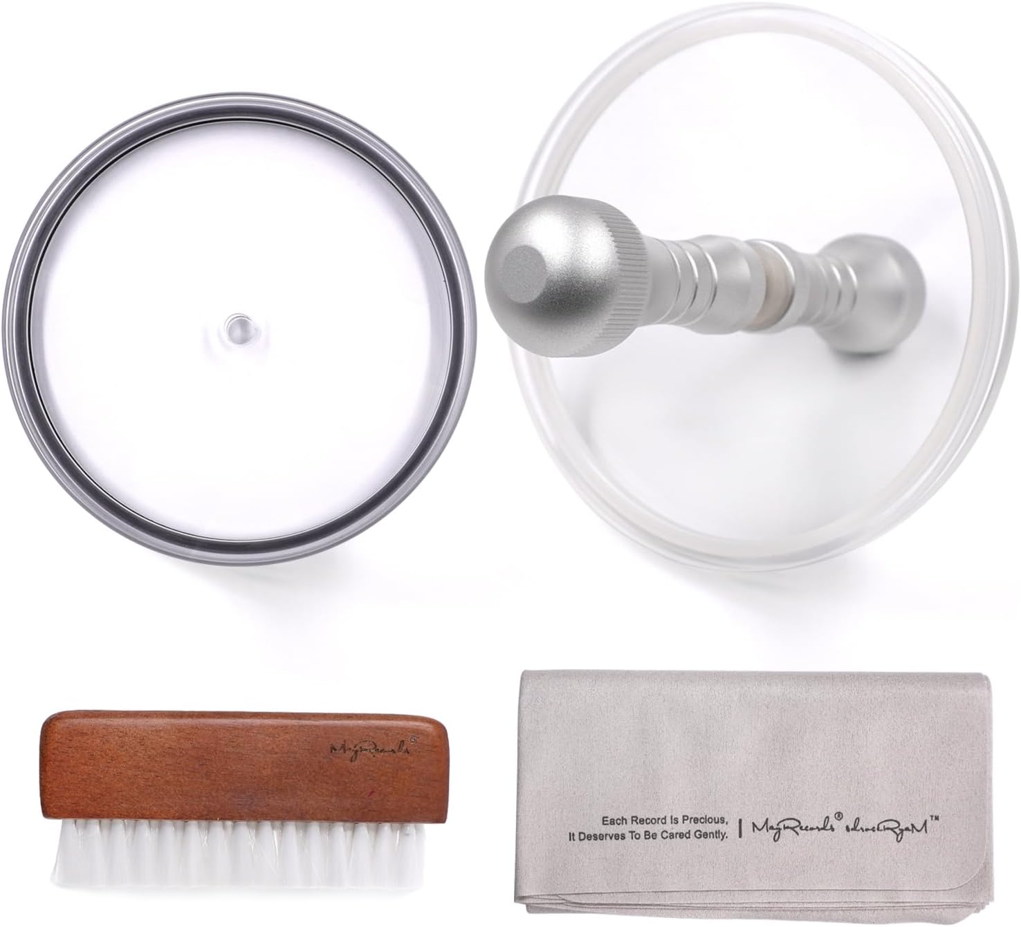 sdroceRyaM EP/LP Vinyl Record Clean Label Saver Protector Waterproof Record Cleaner Clamp Care Aluminum Handle Acrylic Board Vinyl Record Cleaning Brush and Cloth