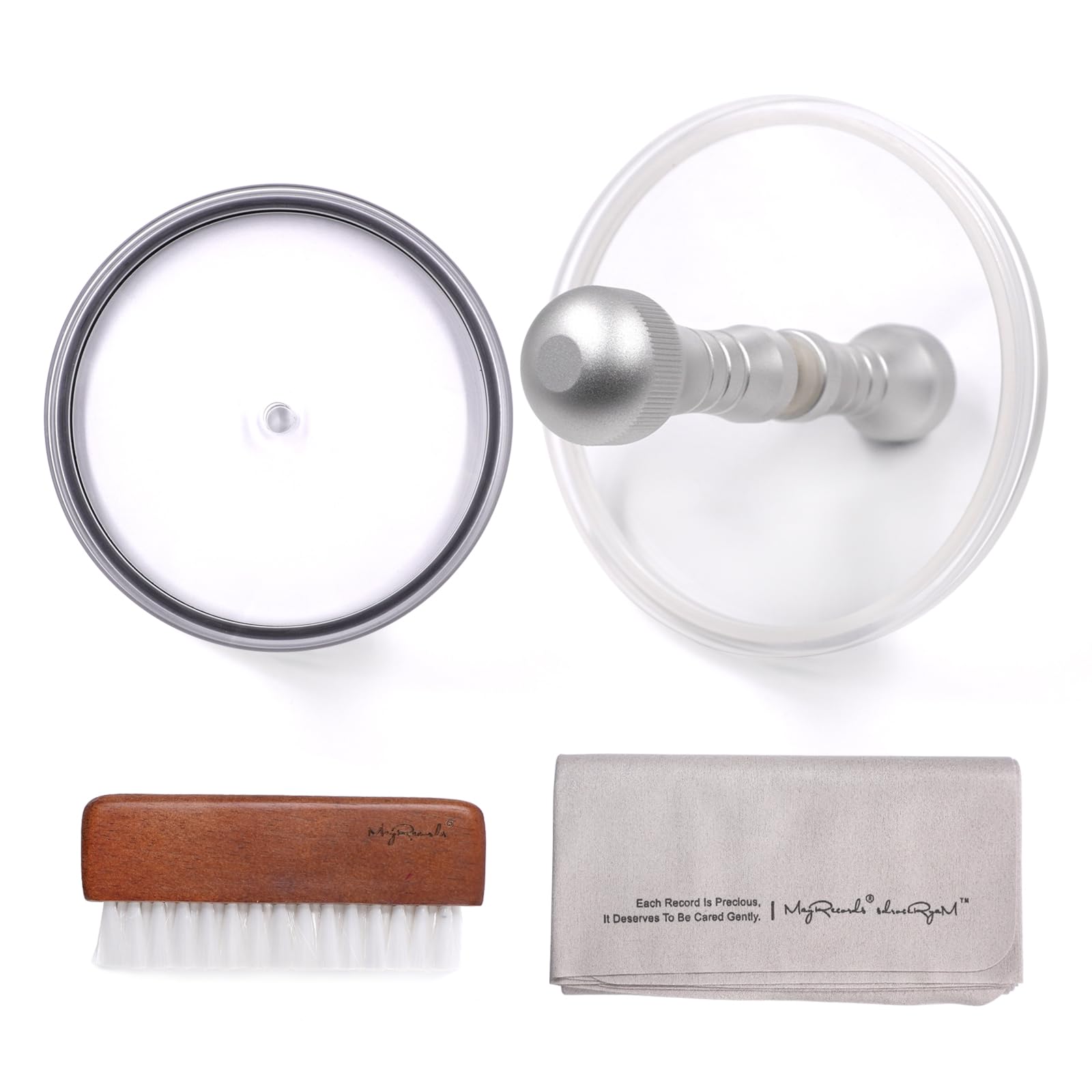 sdroceRyaM EP/LP Vinyl Record Clean Label Saver Protector Waterproof Record Cleaner Clamp Care Aluminum Handle Acrylic Board Vinyl record Cleaning Brush and Cloth