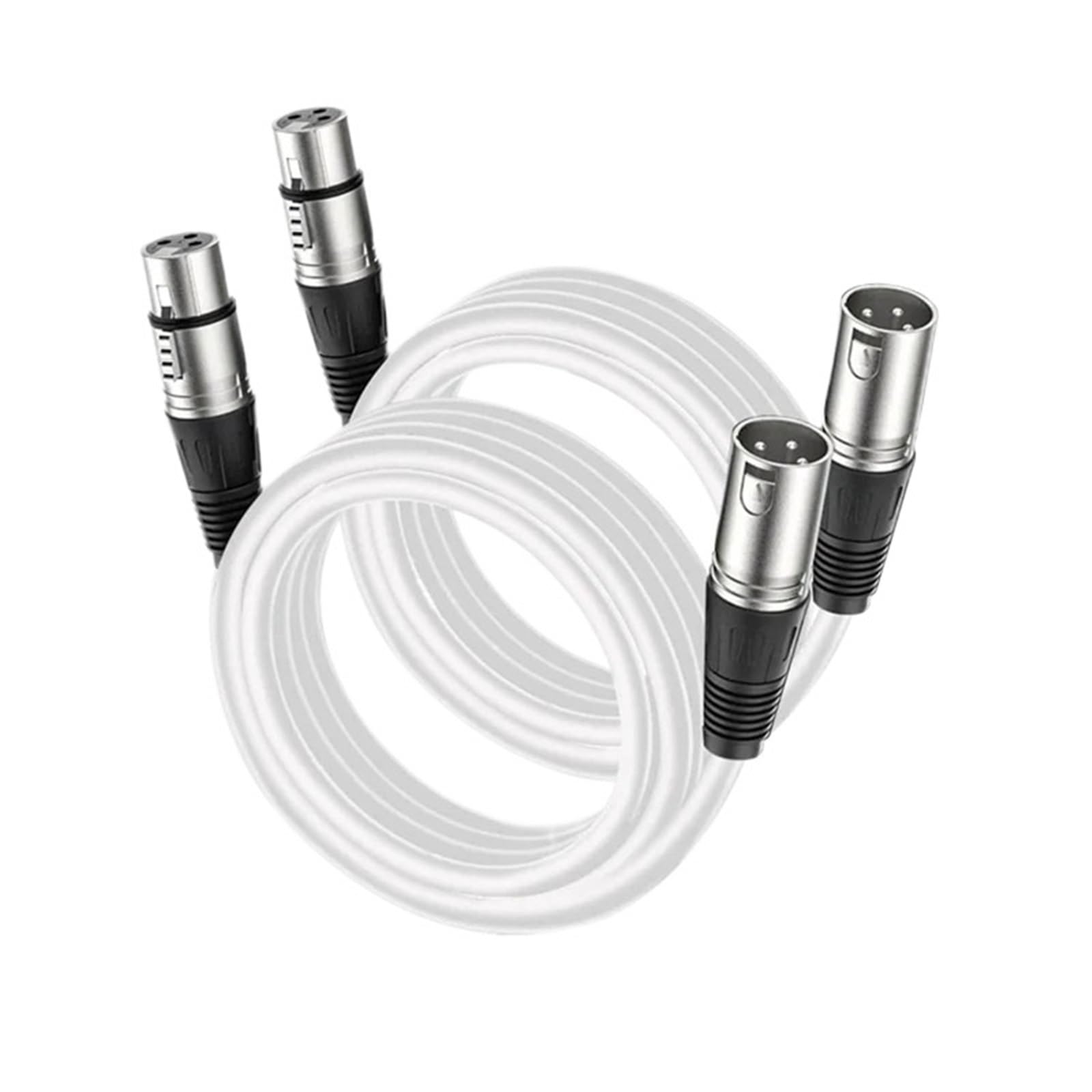 XLR męski na żeński 3-pinowy kabel mikrofonowy do głośnika, system nagłośnienia, mikser audio podcast, monitory studyjne, nagrywanie dźwięku (biały-pakiet 2,3 metra)