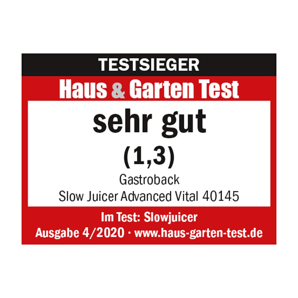 GASTROBACK Slow Juicer Advanced Vital, Schwarz, Silber