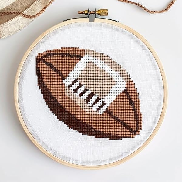 Cross Stitch Kits Counted Kit Cross-Stitching Pattern for Home Decor, 11CT Pre-Printed Fabric Embroidery Crafts Needlepoint Kit， Canvas 13.7 inches x13.7 inches (35x35cm)- Football (C) 1 by Generic - Used condition - US$11.91