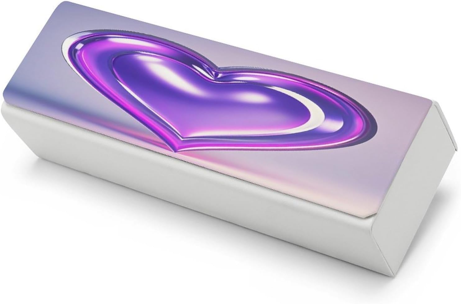 Purple Hearts Eyeglasses Case Hard Shell for Men Women PU Leather Eyeglass Cover Fashionable Travel Sunglasses Cases Portable Reading Glasses Cover with Cleaning Cloth