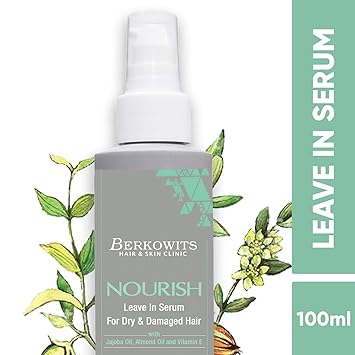 BERKOWITS HAIR & SKIN CLINICS Nourish Leave-in Serum With Vitamin E, Jojoba & Almond Oil For Dry And Damaged Hair, 100 Ml