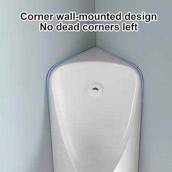 Intelligent Sensor Flush Male Corner Urinal, Wall-Mounted Men's Flushing Urinal, Automatic Induction Flushing, Spill Proof, Anti-Odor, for Bathrooms,Hotels,Shopping(Black)