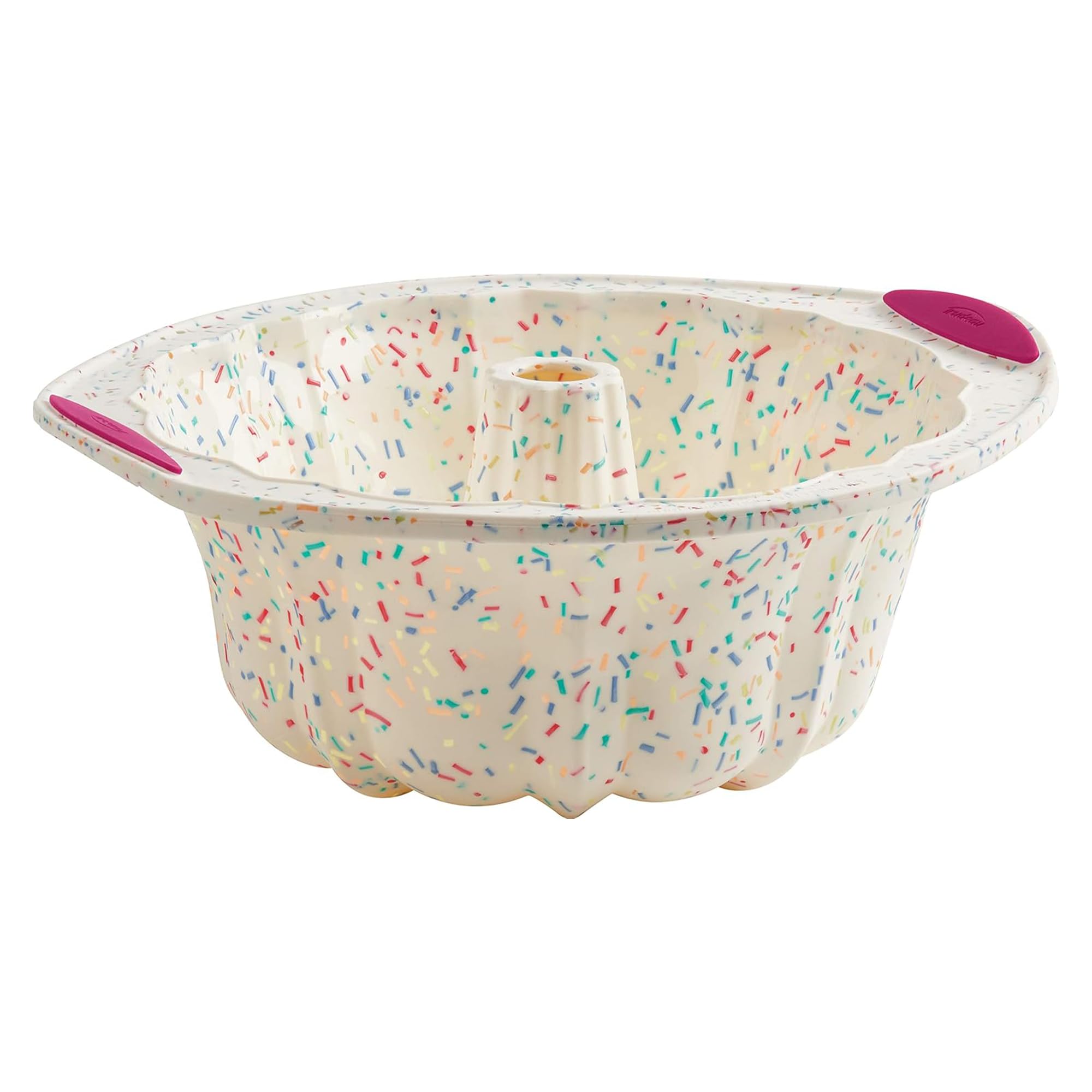 Trudeau 5118558 Structure Fluted Cake Pan Silicone Bakeware, Medium, Confetti White