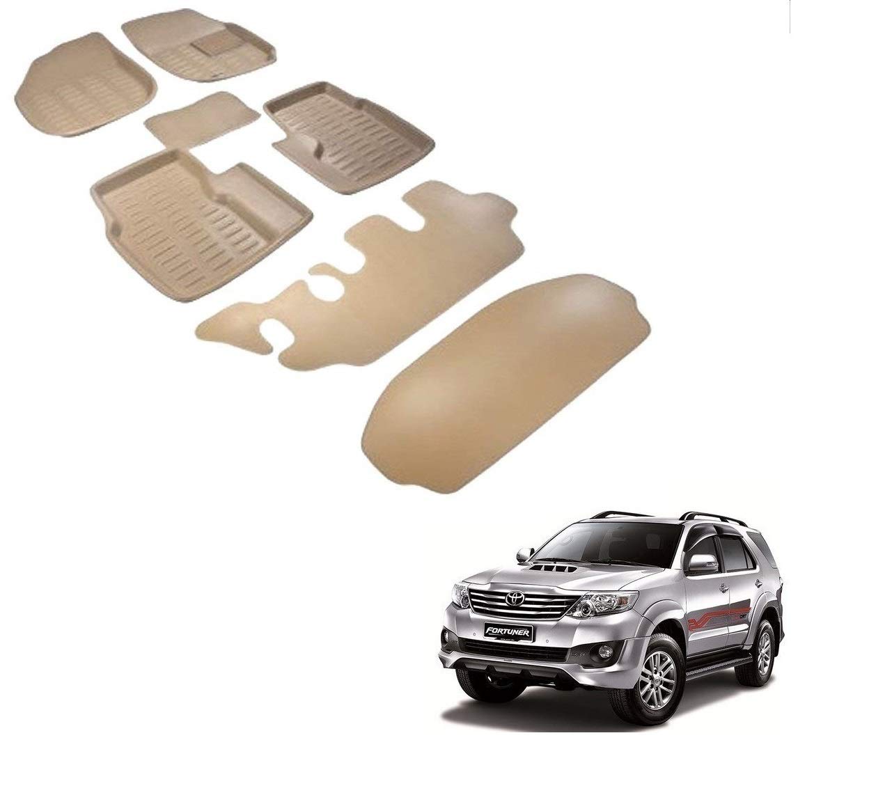 Kozdiko Car 3D Mats Foot mat Beige Color for Toyota Old fortuner