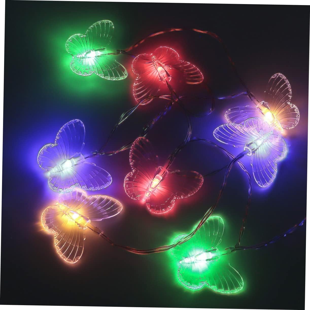 SOLUSTRE 100pcs Butterfly Hanging Decor Set Colorful LED Light String Pendants Plastic Butterfly Ornaments for Festival and Party Decorations