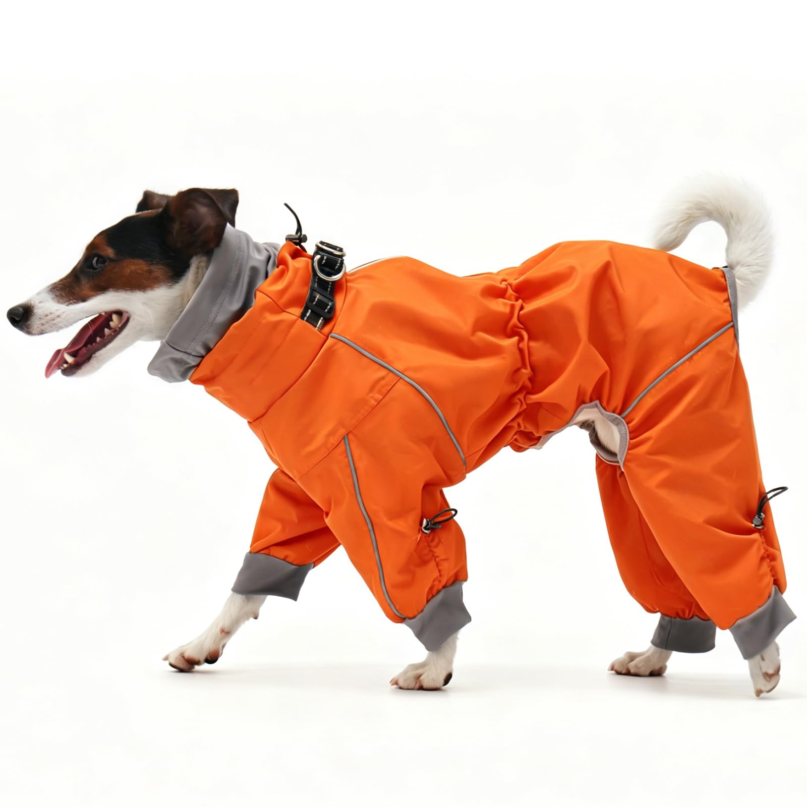 Lelepet Waterproof Dog Jacket with Legs, Full Body Dog Rain Suit, Orange S