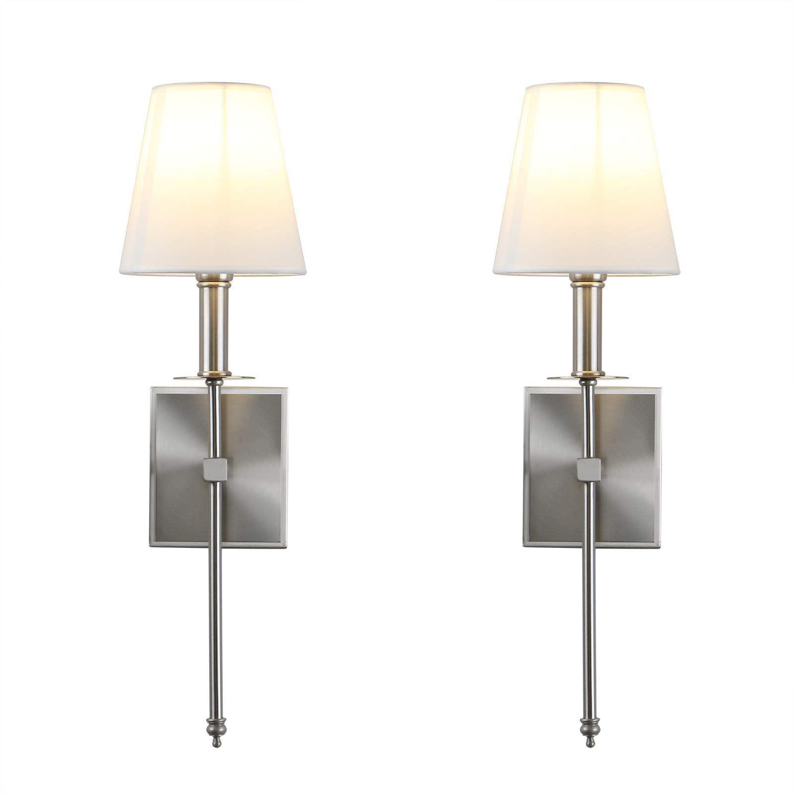 Yosoan Lighting 2 Sets of Vintage Loft Bar Modern Linen Lampshade Wall Light Fittings, Hotel Beside Bed Wall Lamp E27 Screw (Brushed)