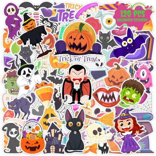 120 Pcs Halloween Stickers, Halloween Stickers for Kids, Kids Halloween Party Favors Classroom Crafts, Decorations, Gifts, Halloween Party Supplies
