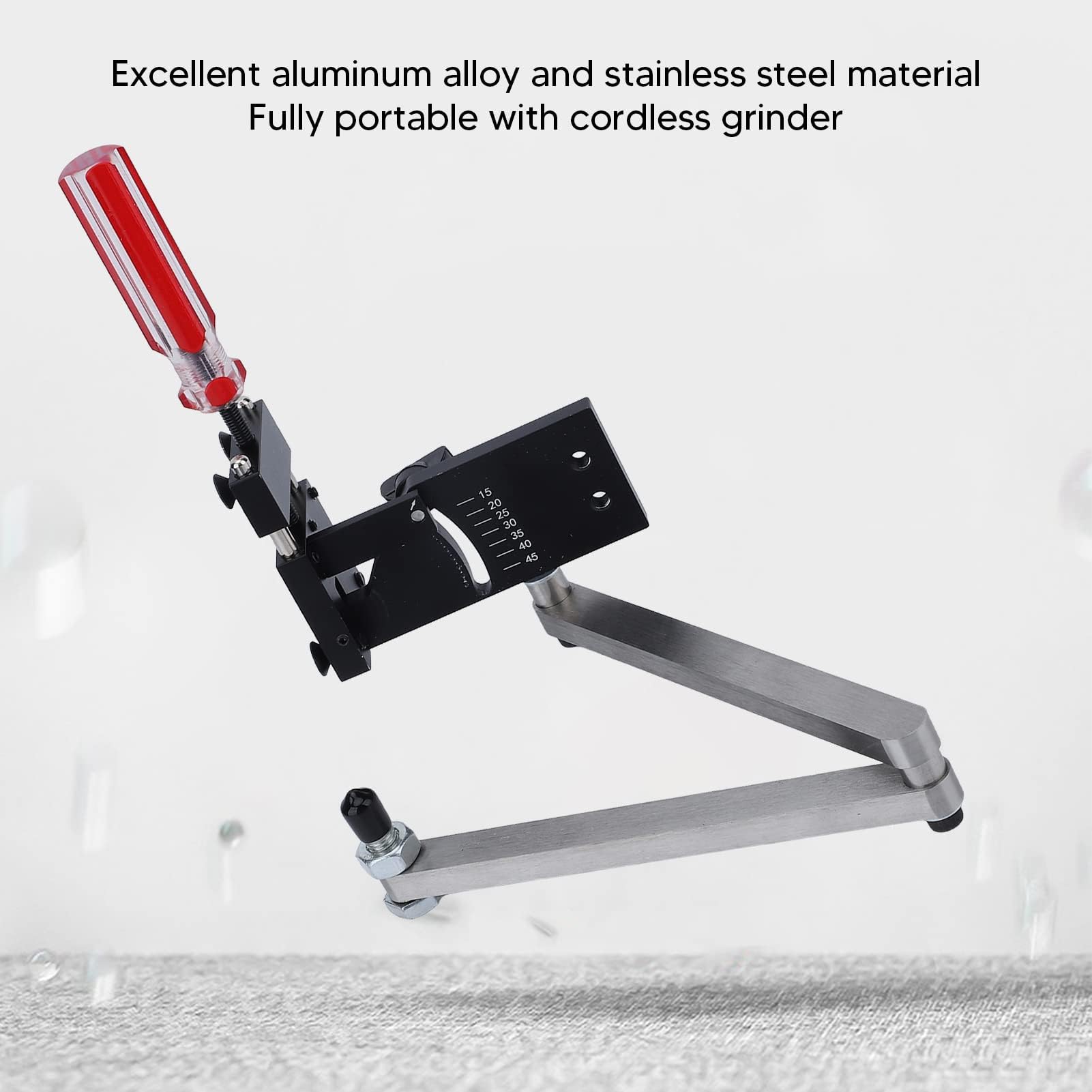 Afilador de cuchillas para cortacésped, herramienta de afilado de cuchillas para cortacésped ajustable de 15°-45°, kit de herramientas de soporte equilibrador de afilado portátil profesional