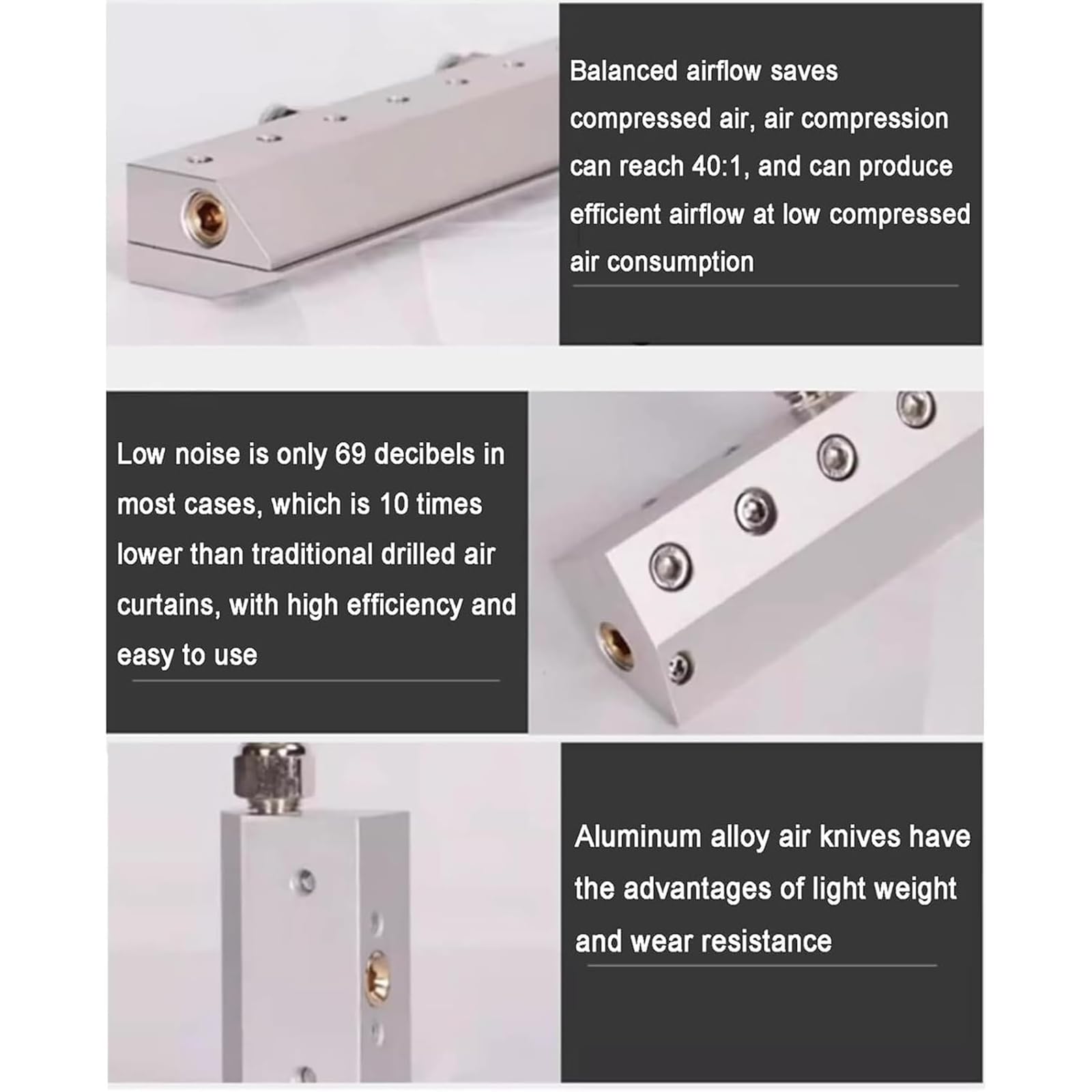 Soffiatore industriale a lama d'aria per rimozione di polvere e acqua, lama di soffiaggio in alluminio con interfaccia filettata da 1/4", uso con compressore per linee di raffreddamento e produzione