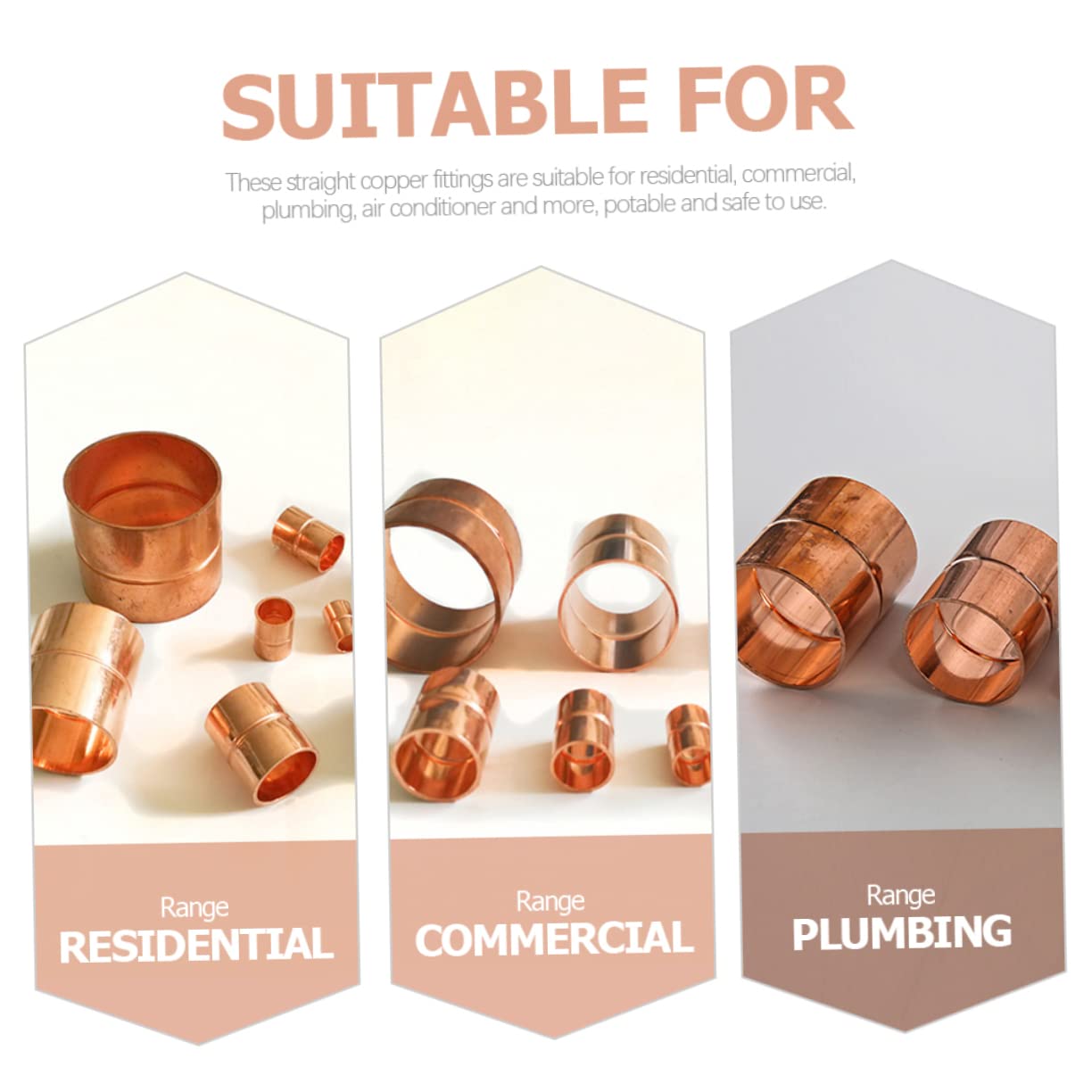 Alipis 5pcs Copper Straight Coupling Fittings Welding Connectors for Air Conditioning and Refrigeration High Toughness Easy to Weld