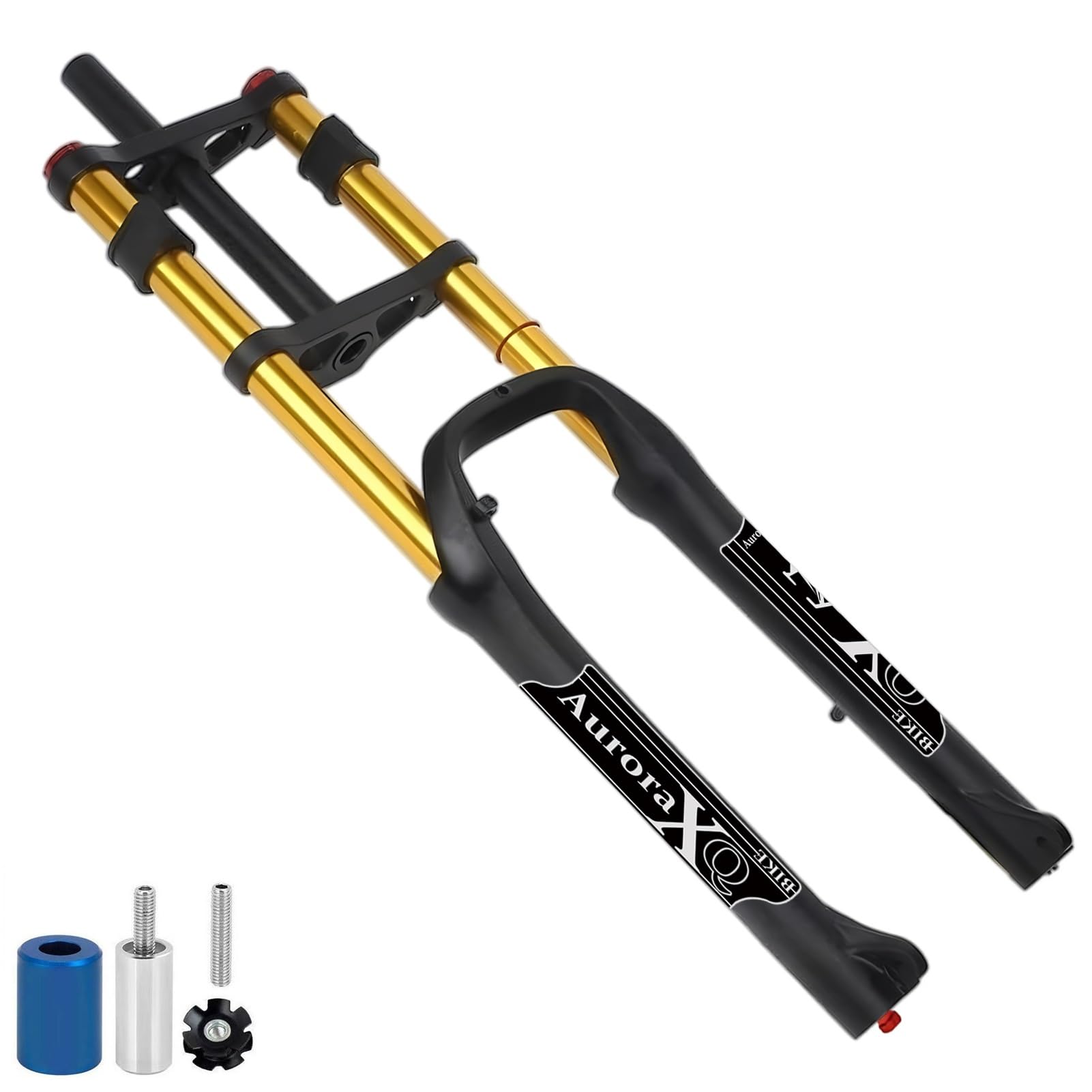 XGSUZNE AuroraXQ 26 inch 4.0 Fat Tire E-Bike Air Suspension Fork 190mm Travel, Double Crown Front Forks for Fat Snow Beach MTB E Bike(Gold)